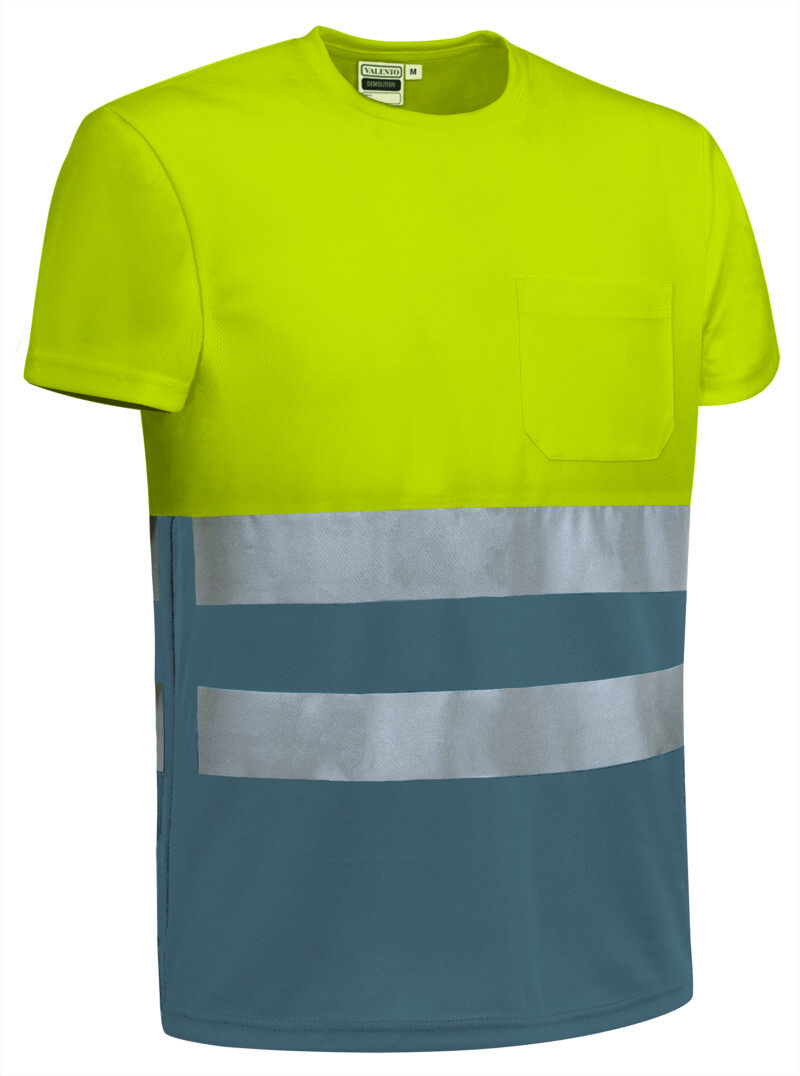CAVADEMAG Υψηλής ορατότητας S/S T-Shirt DEMOLITION - Fluo Κίτρινο-Cement Γκρι