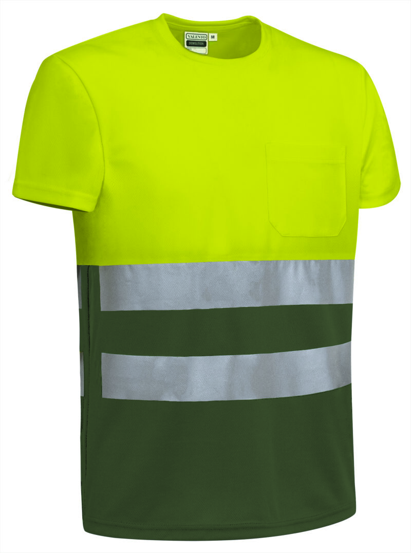 CAVADEMAK Υψηλής ορατότητας S/S T-Shirt DEMOLITION - Fluo Κίτρινο-Χακί Πράσινο