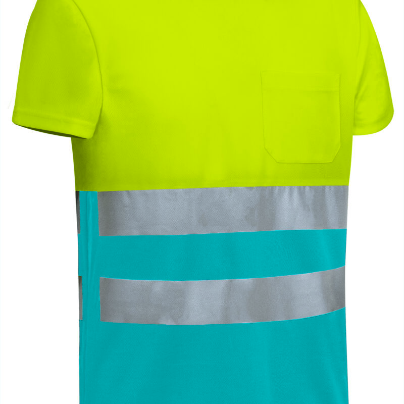 CAVADEMAL Υψηλής ορατότητας S/S T-Shirt DEMOLITION - Fluo Κίτρινο-Τροπικό Μπλε