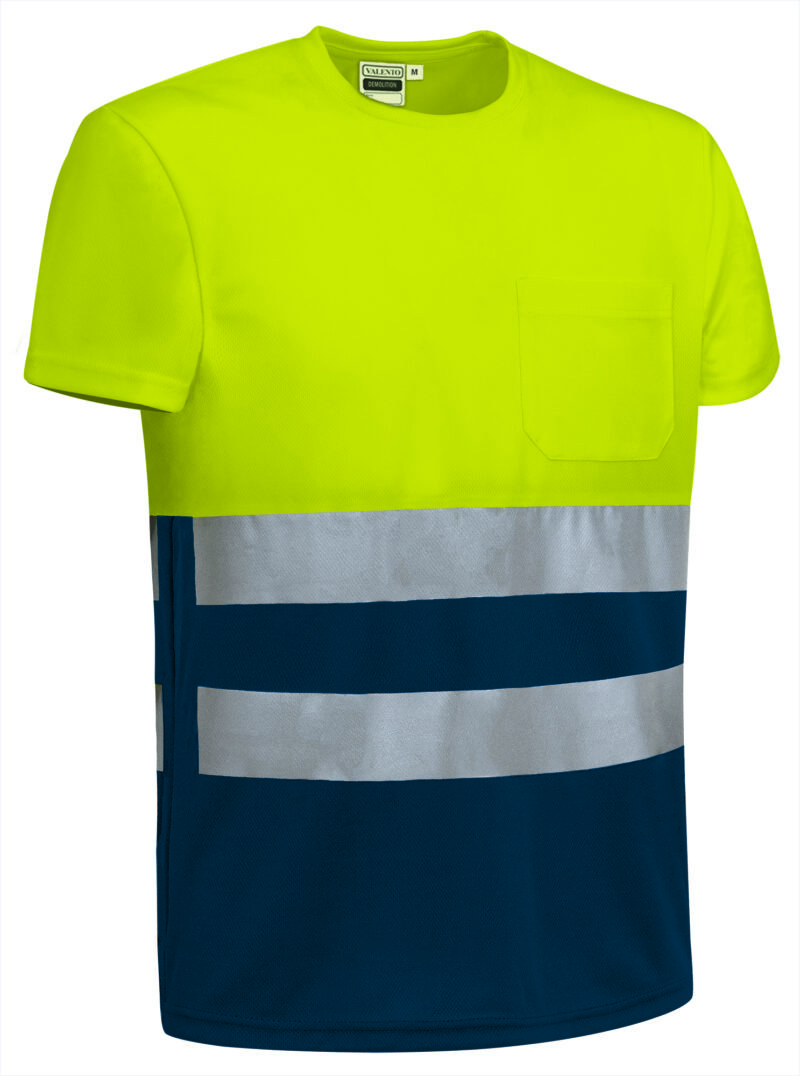 CAVADEMAM Υψηλής ορατότητας S/S T-Shirt DEMOLITION - Fluo Κίτρινο-Orion Μπλε σκούρο Μπλε