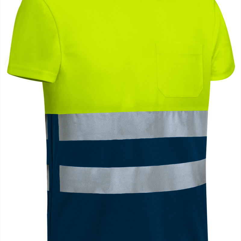 CAVADEMAM Υψηλής ορατότητας S/S T-Shirt DEMOLITION - Fluo Κίτρινο-Orion Μπλε σκούρο Μπλε