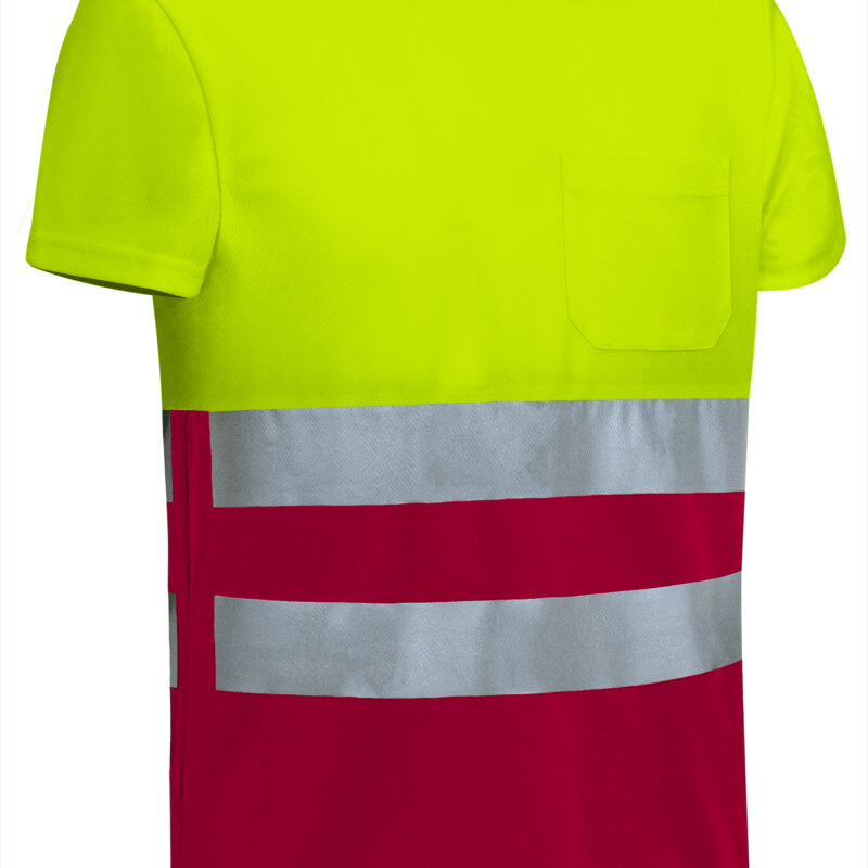 CAVADEMAR Υψηλής ορατότητας S/S T-Shirt DEMOLITION - Fluo Κίτρινο-Lotto Κόκκινο
