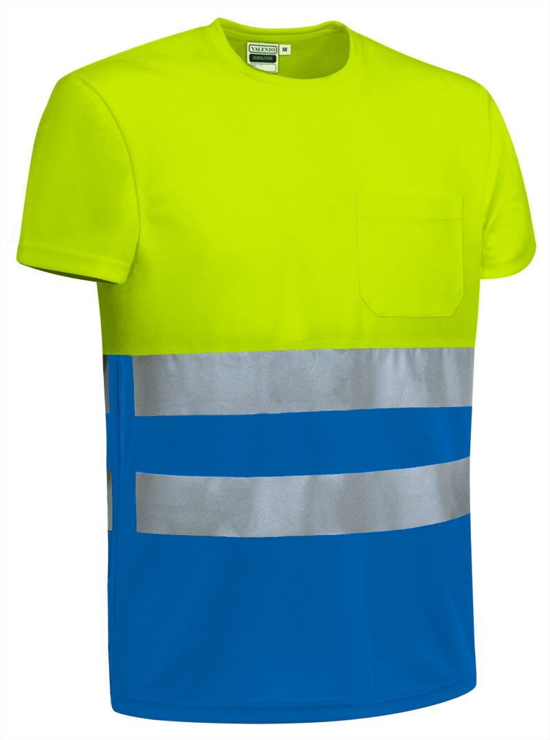 CAVADEMAY Υψηλής ορατότητας S/S T-Shirt DEMOLITION - Fluo Κίτρινο-Ρουά Μπλε