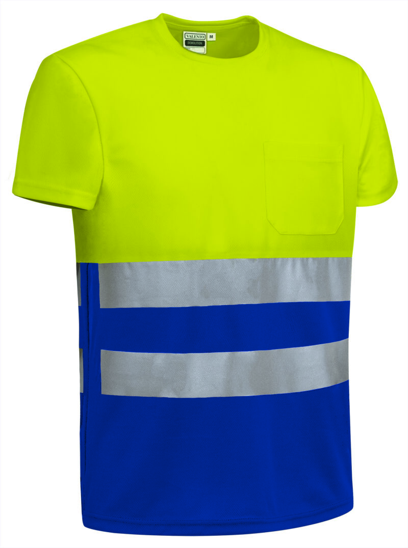 CAVADEMAZ Υψηλής ορατότητας S/S T-Shirt DEMOLITION - Fluo Κίτρινο-Bluish Μπλε