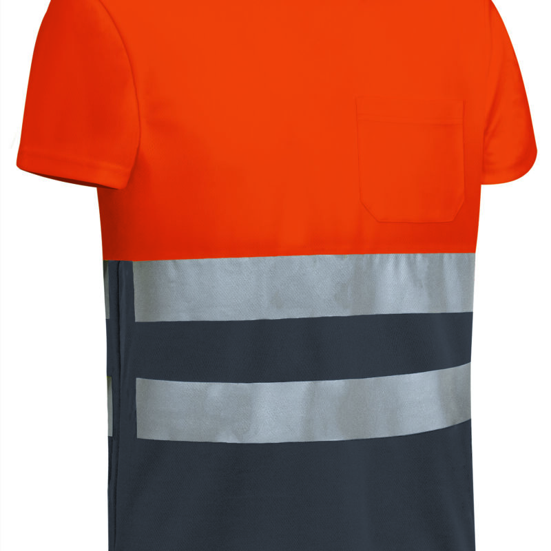 CAVADEMNG Υψηλής ορατότητας S/S T-Shirt DEMOLITION - Fluo Πορτοκαλί-Charcoal Γκρι