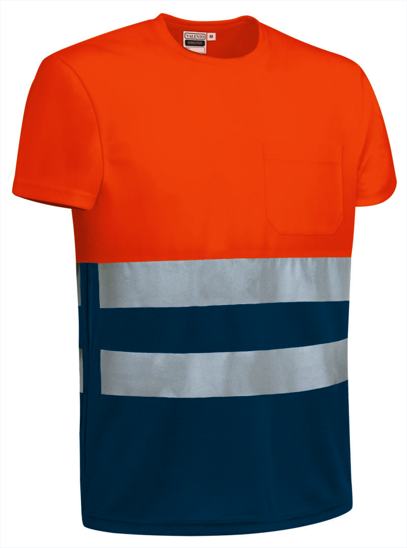CAVADEMNM Υψηλής ορατότητας S/S T-Shirt DEMOLITION - Fluo Πορτοκαλί-Orion Μπλε σκούρο Μπλε