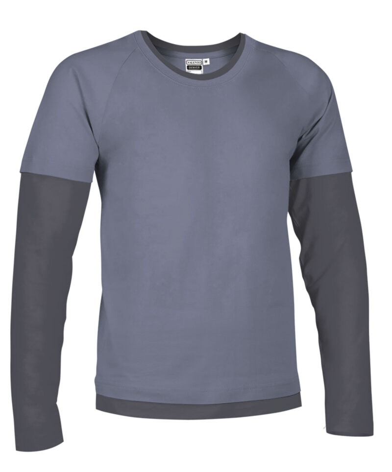 CAVADENTG T-Shirt DENVER - Jeans Μπλε-Charcoal Γκρι