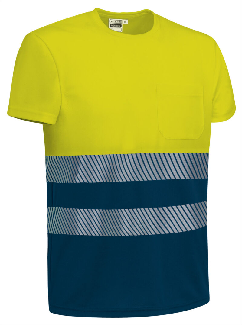 CAVAWEXAM Υψηλής ορατότητας S/S T-Shirt WEXFORD - Fluo Κίτρινο-Orion Μπλε σκούρο Μπλε