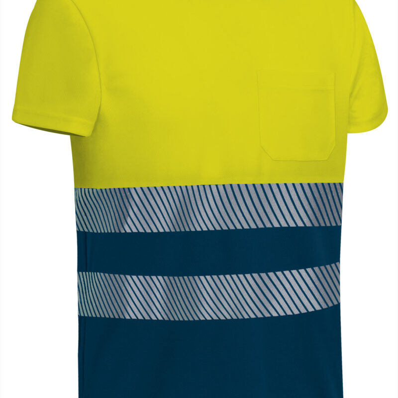 Υψηλής ορατότητας S/S T-Shirt WEXFORD - Fluo Κίτρινο-Orion Μπλε σκούρο Μπλε