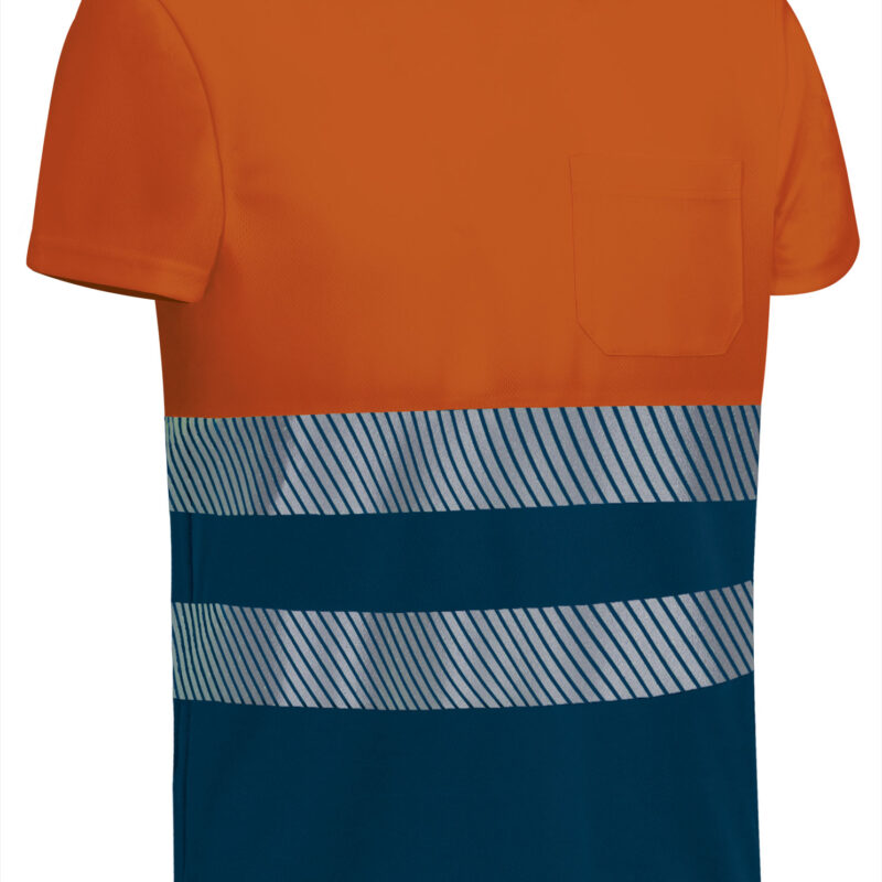 Υψηλής ορατότητας S/S T-Shirt WEXFORD - Fluo Πορτοκαλί-Orion Μπλε σκούρο Μπλε