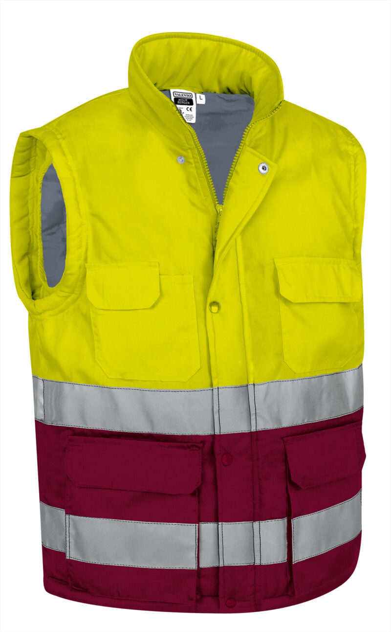 Υψηλής ορατότητας Vest BERGEN - Fluo Κίτρινο-Μαόνι Μπορντό