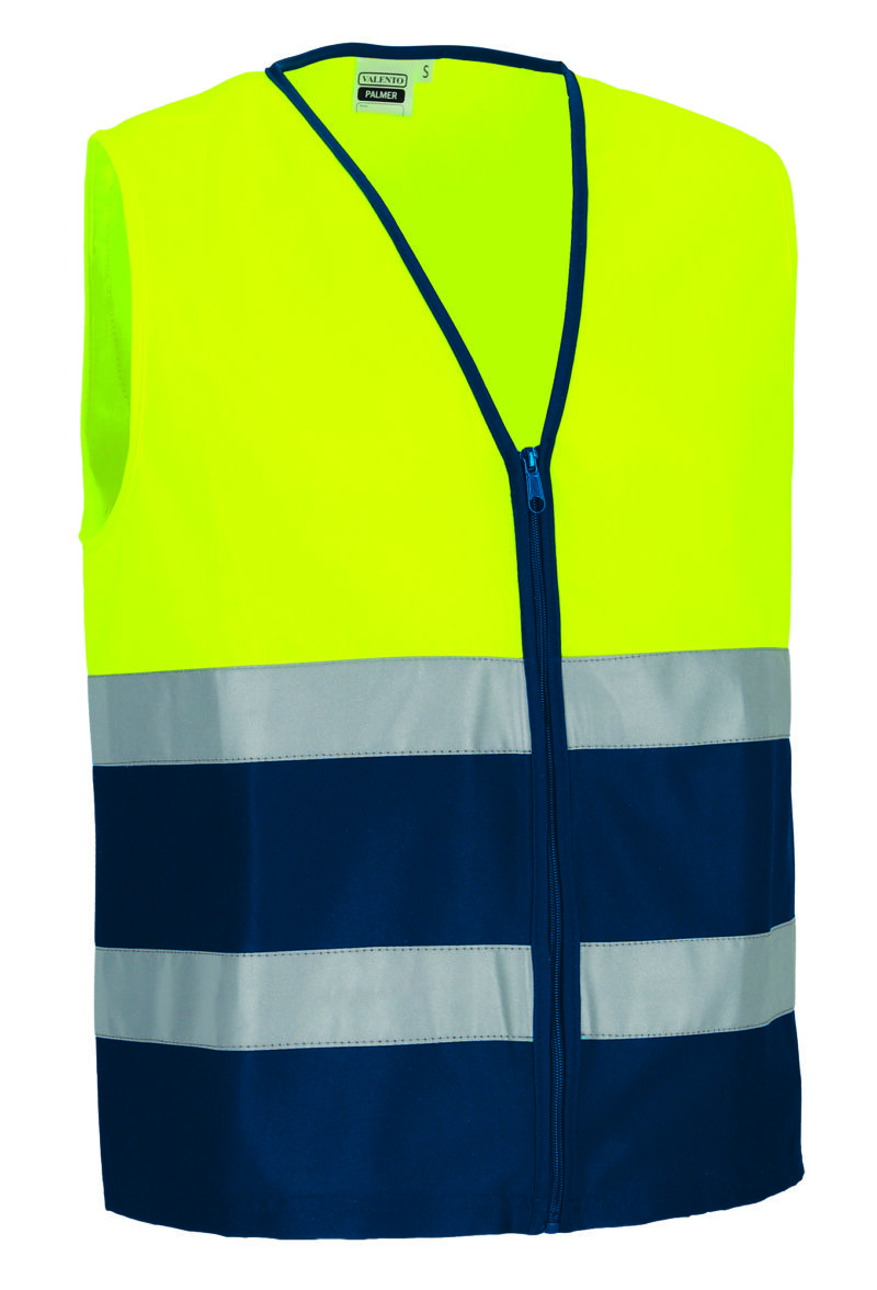 CHVAPALAM Υψηλής ορατότητας Safety Vest PALMER - Fluo Κίτρινο-Orion Μπλε σκούρο Μπλε