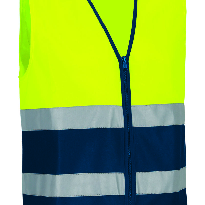 CHVAPALAM Υψηλής ορατότητας Safety Vest PALMER - Fluo Κίτρινο-Orion Μπλε σκούρο Μπλε