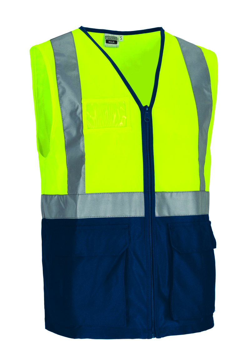 CHVAWULAM Υψηλής ορατότητας Safety Vest WULIK - Fluo Κίτρινο-Orion Μπλε σκούρο Μπλε