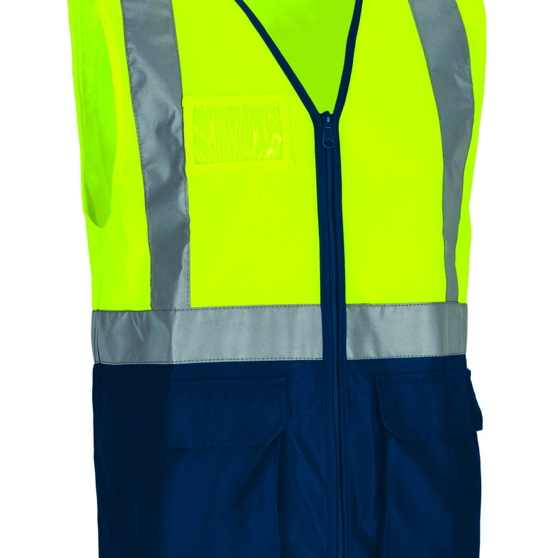CHVAWULAM Υψηλής ορατότητας Safety Vest WULIK - Fluo Κίτρινο-Orion Μπλε σκούρο Μπλε