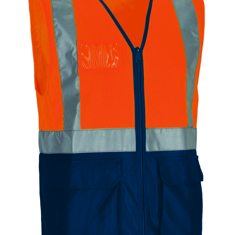 Υψηλής ορατότητας Safety Vest WULIK - Fluo Πορτοκαλί-Orion Μπλε σκούρο Μπλε