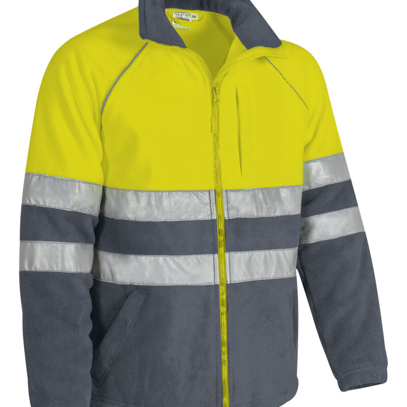 Υψηλής ορατότητας Fleece Jacket ANETO - Fluo Κίτρινο-Cement Γκρι