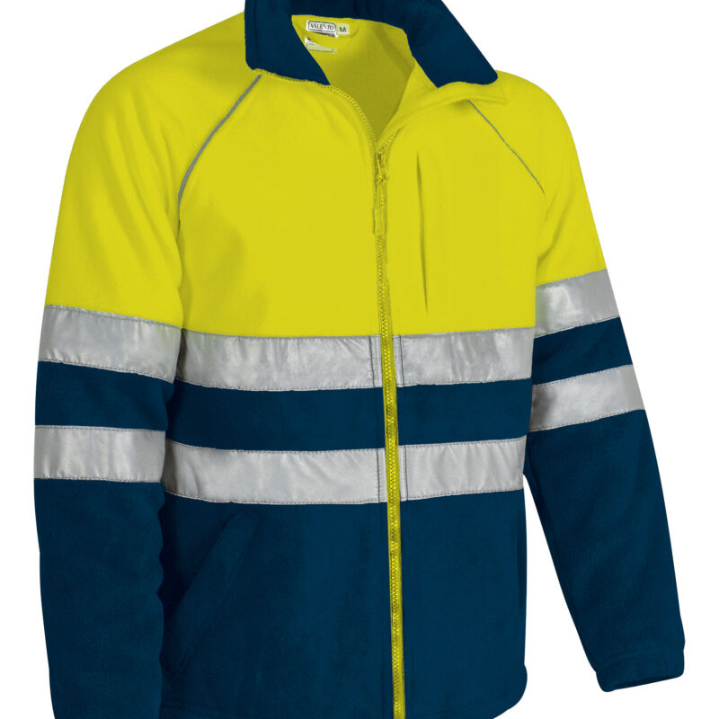 Υψηλής ορατότητας Fleece Jacket ANETO - Fluo Κίτρινο-Orion Μπλε σκούρο Μπλε