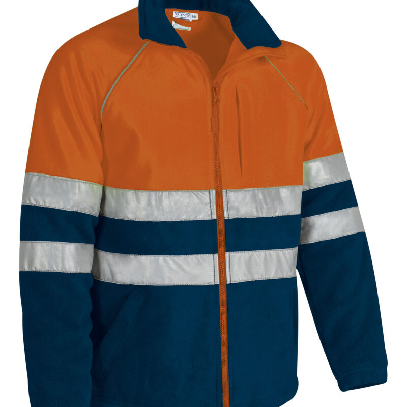 Υψηλής ορατότητας Fleece Jacket ANETO - Fluo Πορτοκαλί-Orion Μπλε σκούρο Μπλε