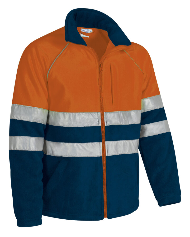 Υψηλής ορατότητας Fleece Jacket ANETO - Fluo Πορτοκαλί-Orion Μπλε σκούρο Μπλε