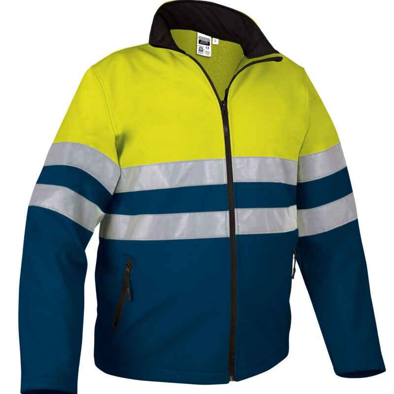 CQVASTOAM Υψηλής ορατότητας Softshell Jacket STORM - Fluo Κίτρινο-Orion Μπλε σκούρο Μπλε