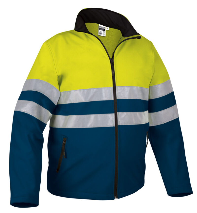CQVASTOAM Υψηλής ορατότητας Softshell Jacket STORM - Fluo Κίτρινο-Orion Μπλε σκούρο Μπλε