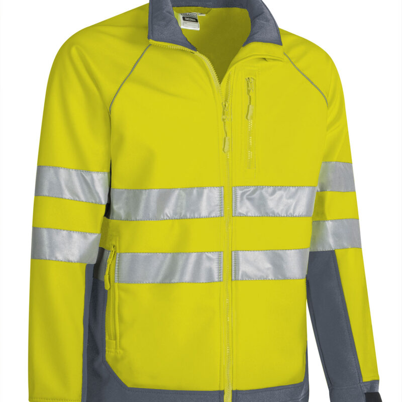 CQVATACAG Υψηλής ορατότητας Softshell Jacket TACOMA - Fluo Κίτρινο-Cement Γκρι