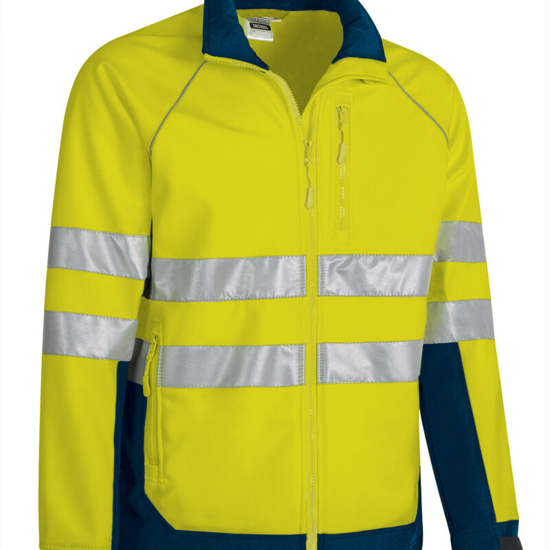 CQVATACAM Υψηλής ορατότητας Softshell Jacket TACOMA - Fluo Κίτρινο-Orion Μπλε σκούρο Μπλε