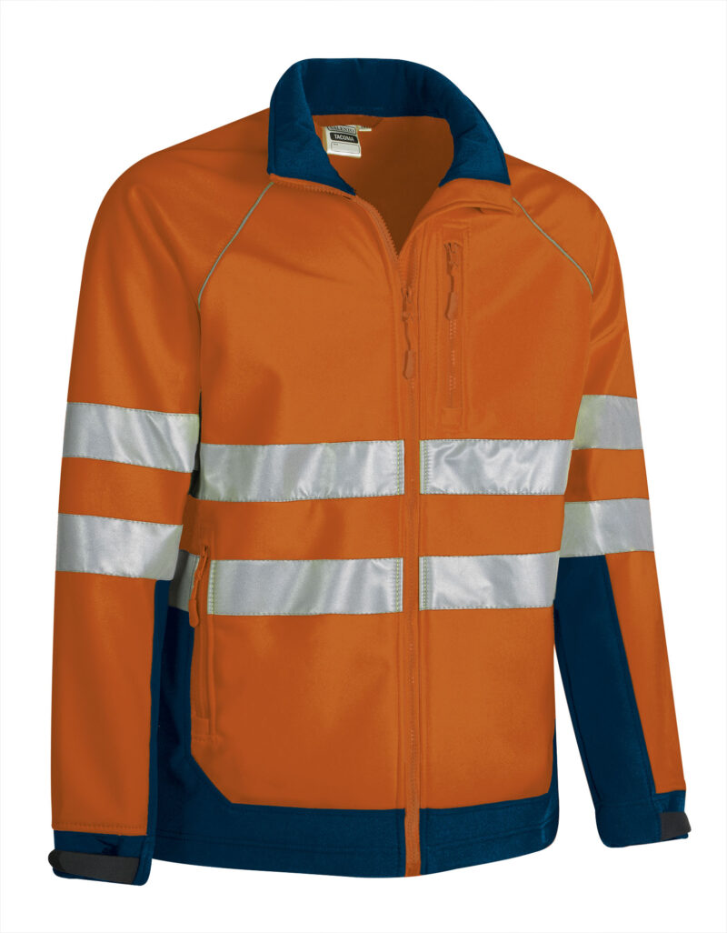 CQVATACNM Υψηλής ορατότητας Softshell Jacket TACOMA - Fluo Πορτοκαλί-Orion Μπλε σκούρο Μπλε