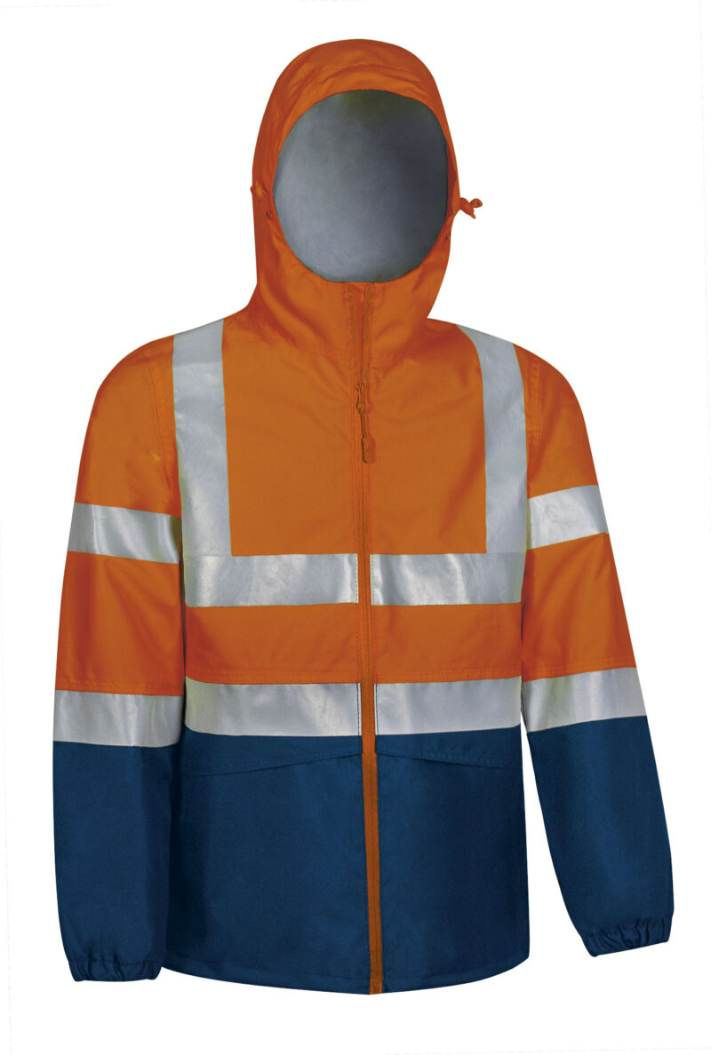CQVATORNM Υψηλής ορατότητας Rain Jacket TORNADO - Fluo Πορτοκαλί-Orion Μπλε σκούρο Μπλε