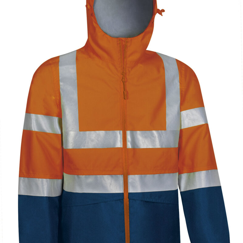 CQVATORNM Υψηλής ορατότητας Rain Jacket TORNADO - Fluo Πορτοκαλί-Orion Μπλε σκούρο Μπλε
