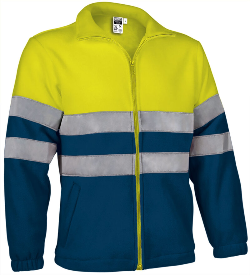 FPVAAIRAM Υψηλής ορατότητας Fleece Jacket AIRPORT - Fluo Κίτρινο-Orion Μπλε σκούρο Μπλε