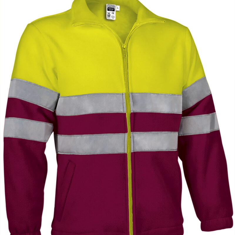 Υψηλής ορατότητας Fleece Jacket AIRPORT - Fluo Κίτρινο-Μαόνι Μπορντό