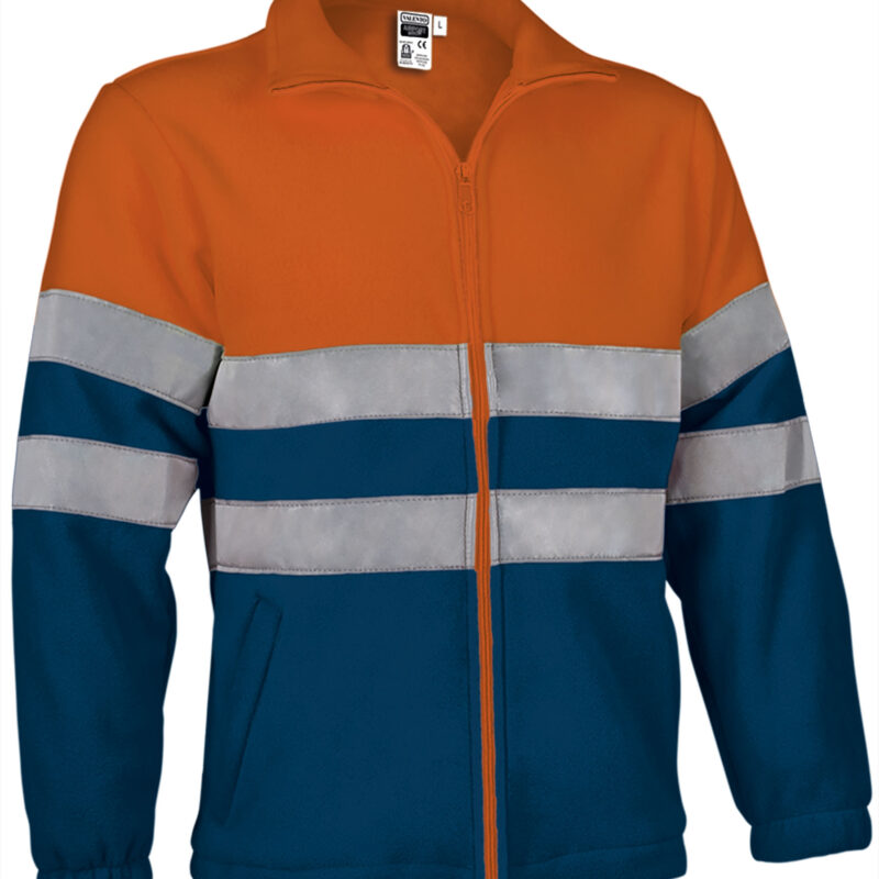 Υψηλής ορατότητας Fleece Jacket AIRPORT - Fluo Πορτοκαλί-Orion Μπλε σκούρο Μπλε