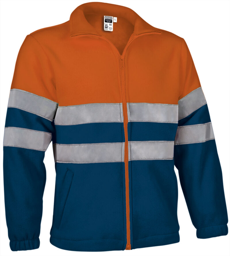 FPVAAIRNM Υψηλής ορατότητας Fleece Jacket AIRPORT - Fluo Πορτοκαλί-Orion Μπλε σκούρο Μπλε