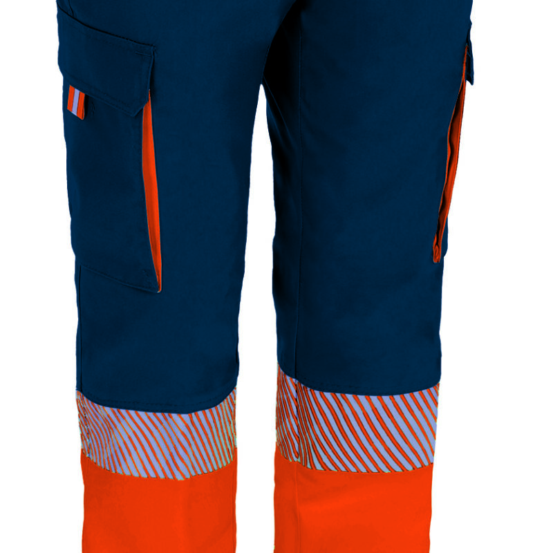 PAVAABENM Υψηλής ορατότητας Trousers ABERDEEN - Fluo Πορτοκαλί-Orion Μπλε σκούρο Μπλε