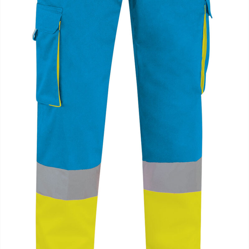 PAVAFACAL Υψηλής ορατότητας Trousers FACTORY - Fluo Κίτρινο-Τροπικό Μπλε