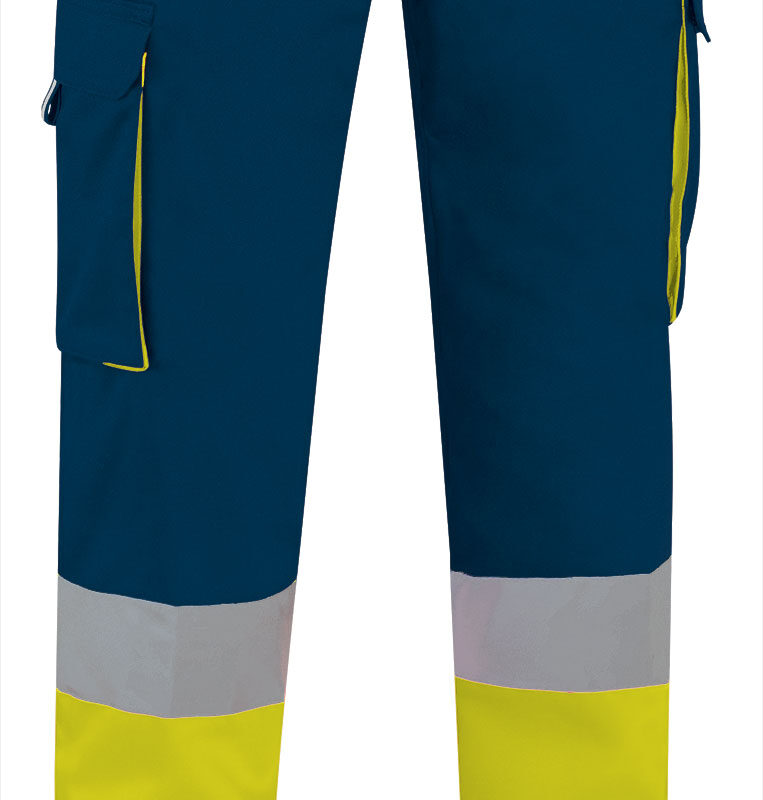 PAVAFACAM Υψηλής ορατότητας Trousers FACTORY - Fluo Κίτρινο-Orion Μπλε σκούρο Μπλε