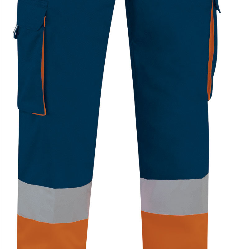 PAVAFACNM Υψηλής ορατότητας Trousers FACTORY - Fluo Πορτοκαλί-Orion Μπλε σκούρο Μπλε