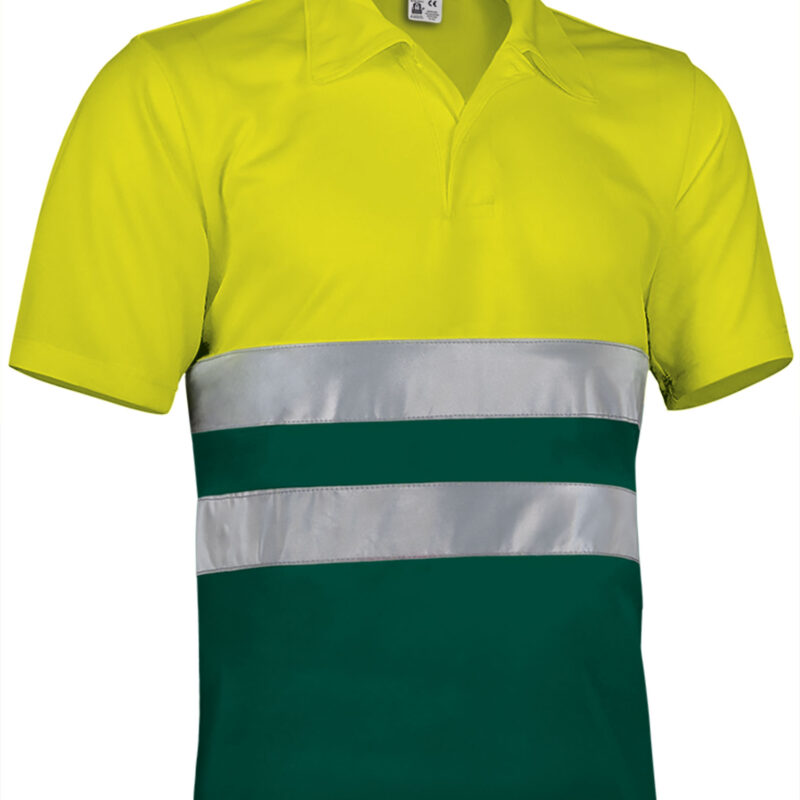 Υψηλής ορατότητας S/S Polo Shirt BUILD - Fluo Κίτρινο-Πράσινο Μπουκαλί