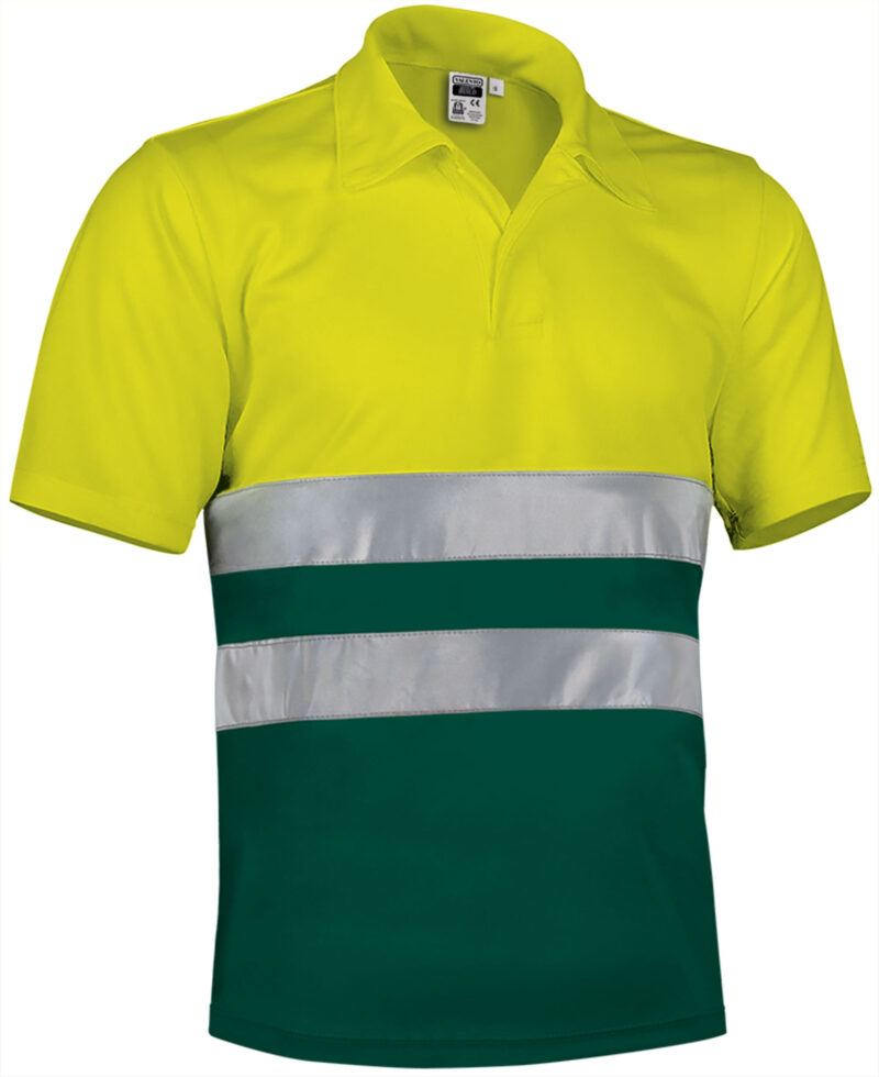 POVABUIAB Υψηλής ορατότητας S/S Polo Shirt BUILD - Fluo Κίτρινο-Πράσινο Μπουκαλί