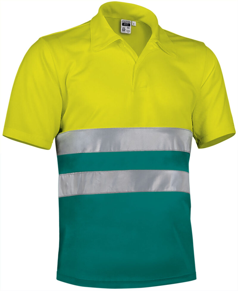 POVABUIAE Υψηλής ορατότητας S/S Polo Shirt BUILD - Fluo Κίτρινο-Amazon Πράσινο