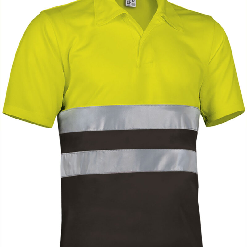 Υψηλής ορατότητας S/S Polo Shirt BUILD - Fluo Κίτρινο-Μαύρο