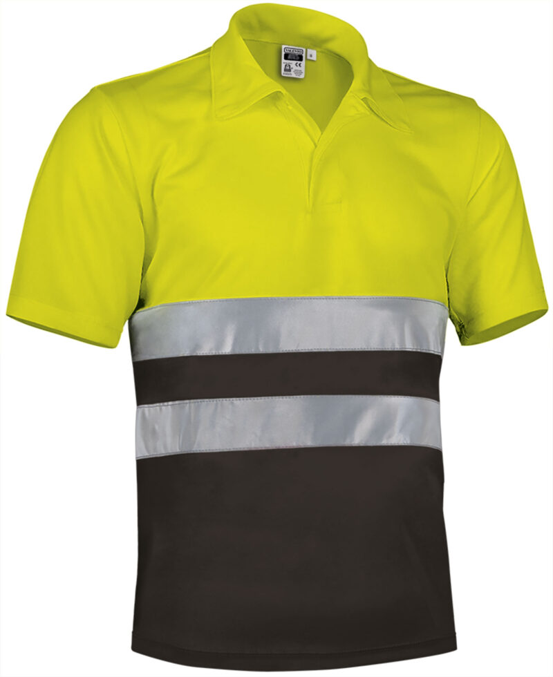 POVABUIAN Υψηλής ορατότητας S/S Polo Shirt BUILD - Fluo Κίτρινο-Μαύρο