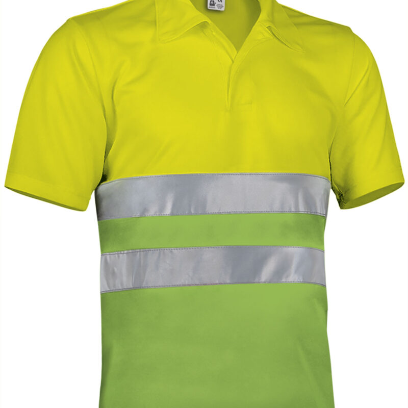 Υψηλής ορατότητας S/S Polo Shirt BUILD - Fluo Κίτρινο-Μήλο Πράσινο
