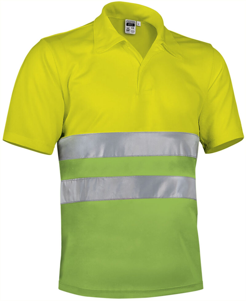 POVABUIAP Υψηλής ορατότητας S/S Polo Shirt BUILD - Fluo Κίτρινο-Μήλο Πράσινο