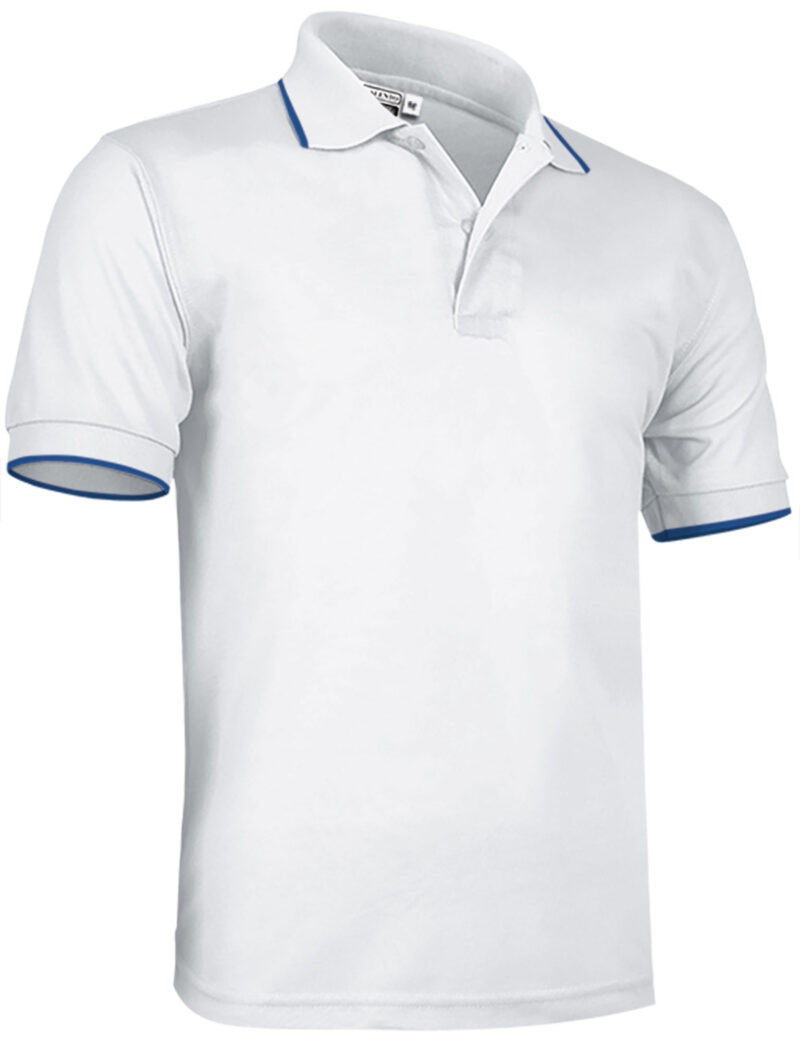 POVACOMBA Κοντομάνικο Polo Shirt COMBI - Λευκό-Ρουά Μπλε