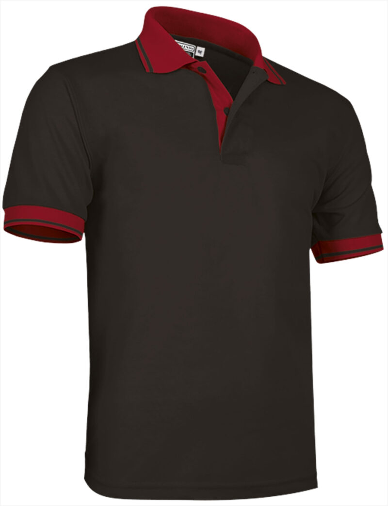 POVACOMNR Κοντομάνικο Polo Shirt COMBI - Μαύρο-Lotto Κόκκινο