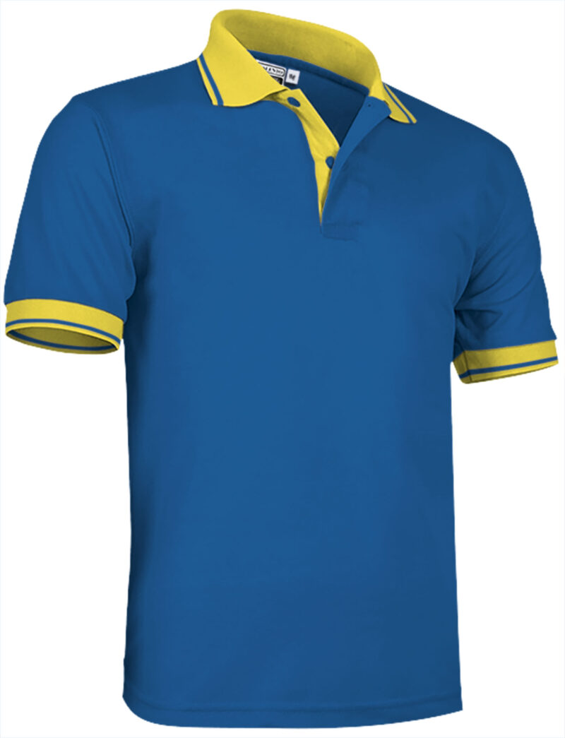 POVACOMRA Κοντομάνικο Polo Shirt COMBI - Ρουά Μπλε-Λεμονί Κίτρινο