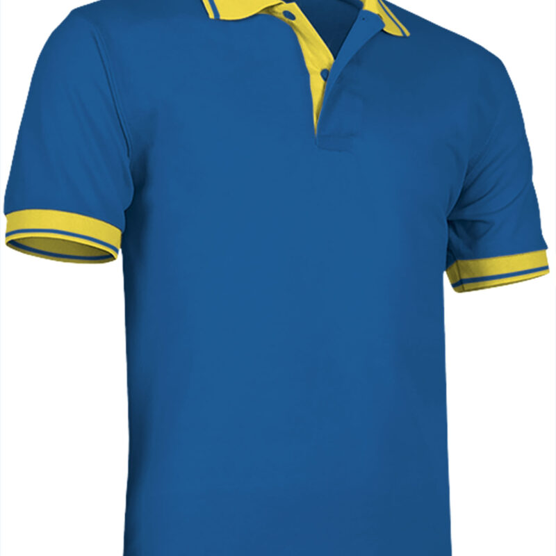 POVACOMRA Κοντομάνικο Polo Shirt COMBI - Ρουά Μπλε-Λεμονί Κίτρινο